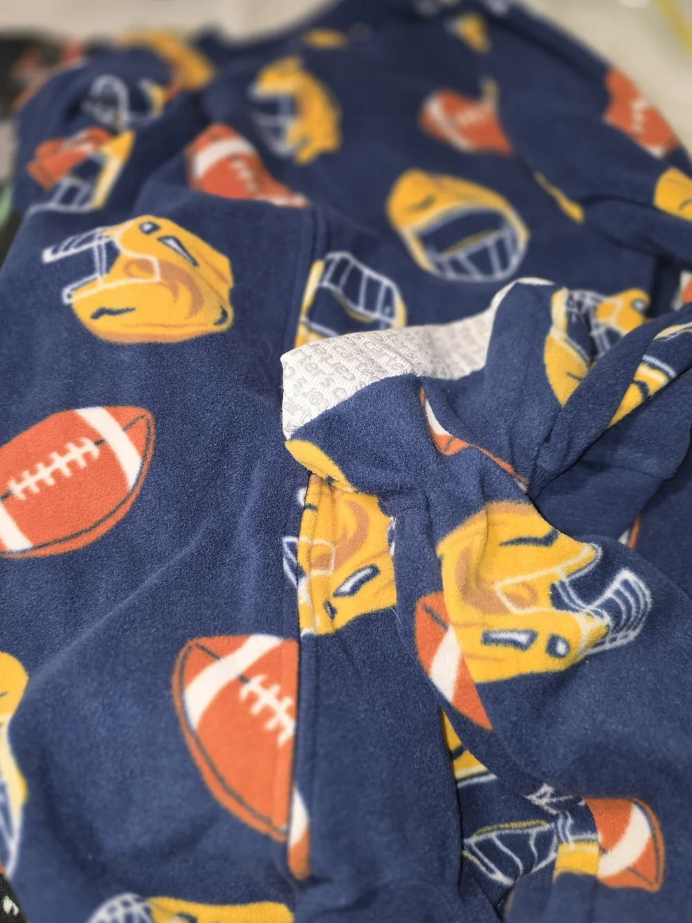 2 Carters Boys Navy Football Print Pajama Footed Fleece/ Dino Black